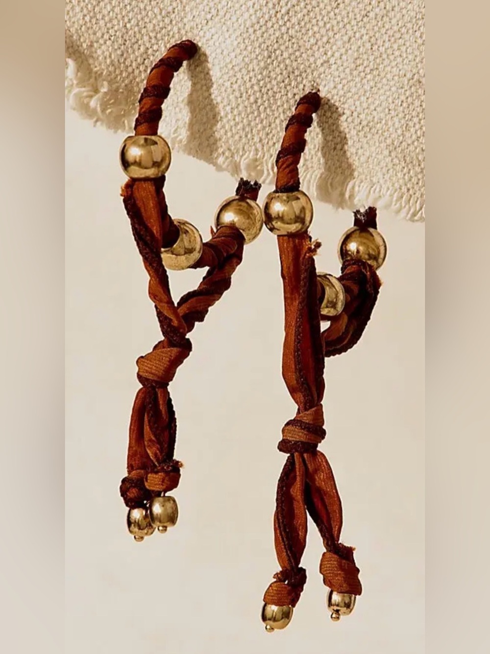NWT Free People Lingering Love Hoops in Gold and Chocolate Colorway - Picture 2 of 5